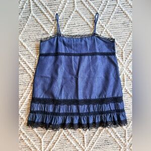 Revolve Gold Hawk Spring BoHo Navy Lace Trim Camisole Small Cotton Blend NWOT